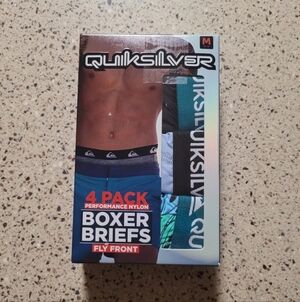 Quiksilver 4 Pk Mens Med 32-34 Boxer Briefs Underwear Multicolor Logo Waistband